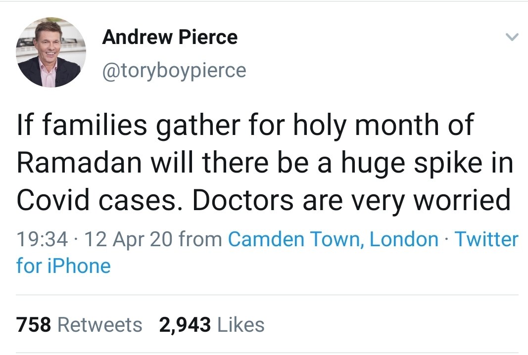 miqdaad's tweet photo. There are a number of people who are propagating the far right idea that Muslims pose a threat to the country - the latest manifestation of this, is the unevidenced concern about Muslims gathering in the month of Ramadan spreading coronavirus. 

This needs to stop. https://t.co/rj3sQkTUoi