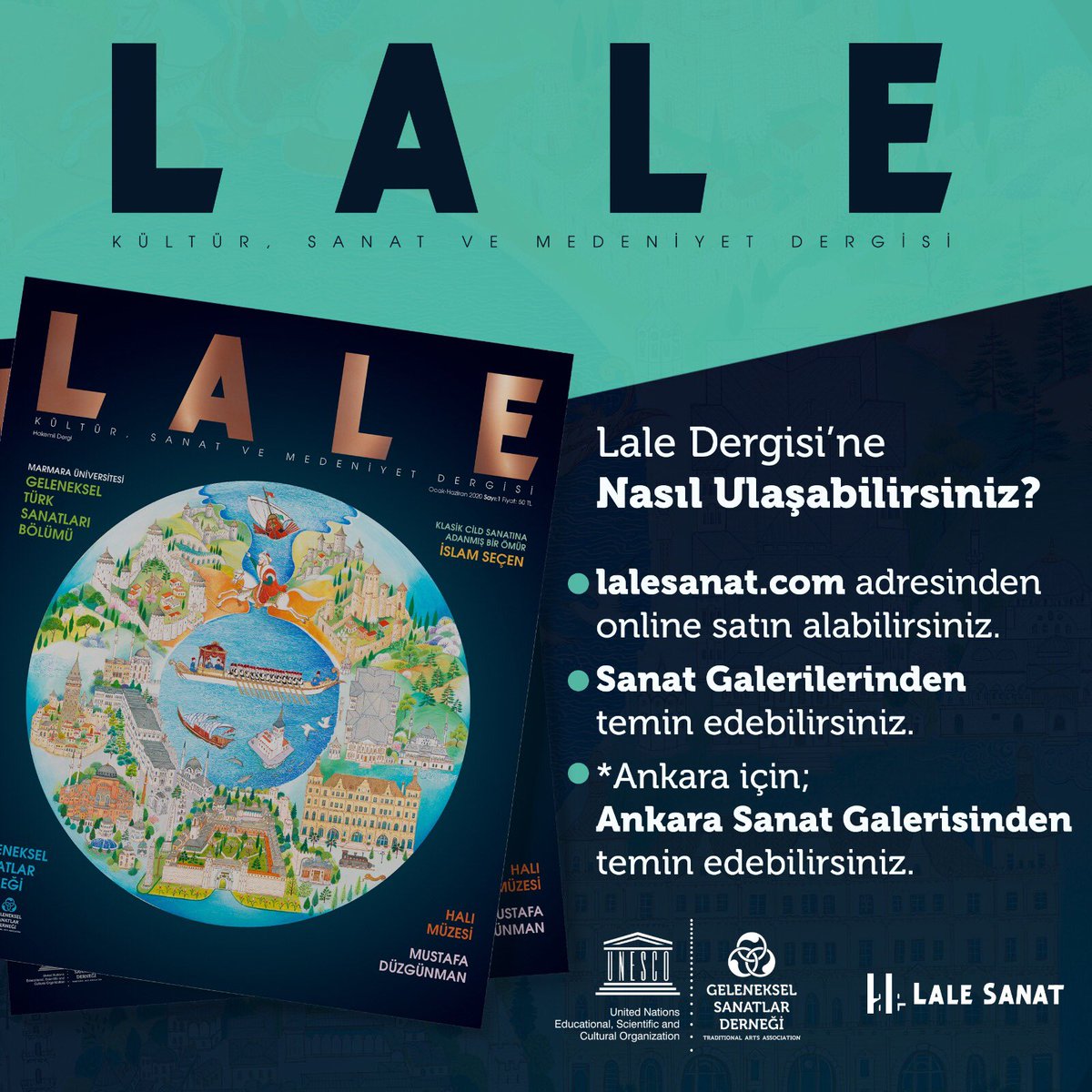 lale_sanat's tweet photo. Lale Sanat Dergisinin ilk sayısını https://t.co/ZV9T8oCphQ adresinden online olarak satın alabilirsiniz. Ayrıca Ankara ve İstanbul’da ki Sanat Galerinden de temin edebilirsiniz. #lalesanat #lalesanatdergisi #gelenekselsanatlar #gsd https://t.co/VxVTNyNnDU