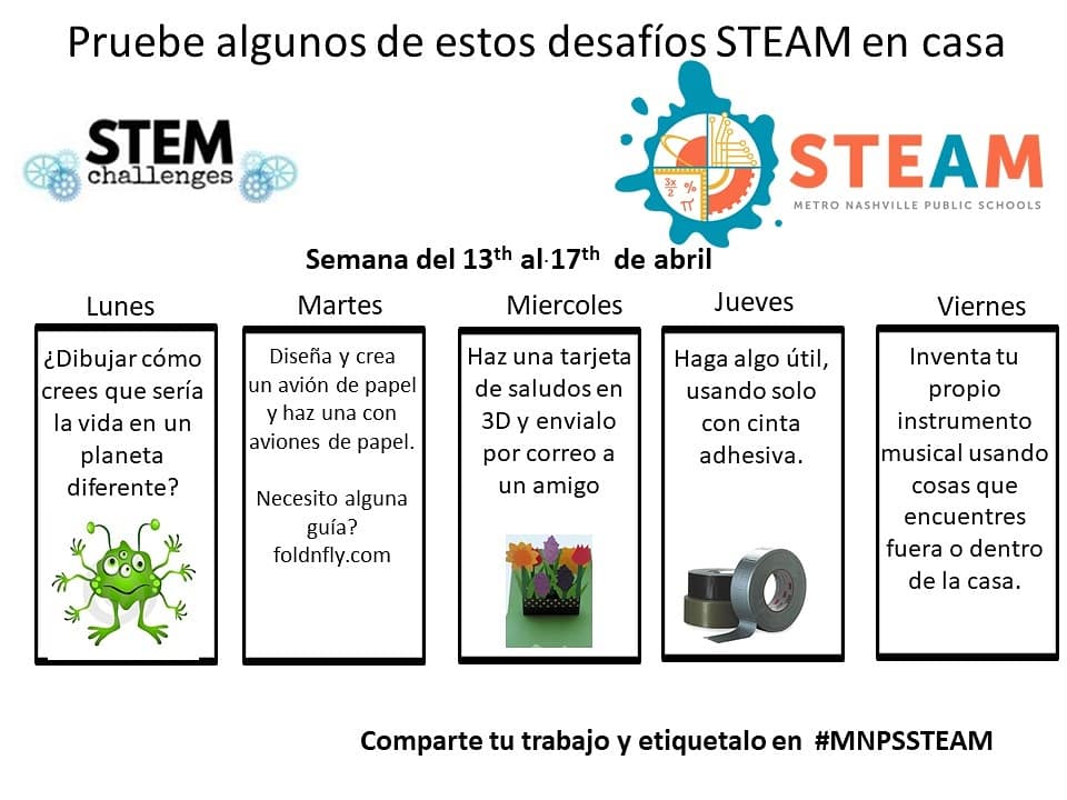 MNPS_STEAM's tweet photo. @MetroSchools Check out this week's STEAM challenges. #MNPSSTEAM https://t.co/m7y25jQjSU
