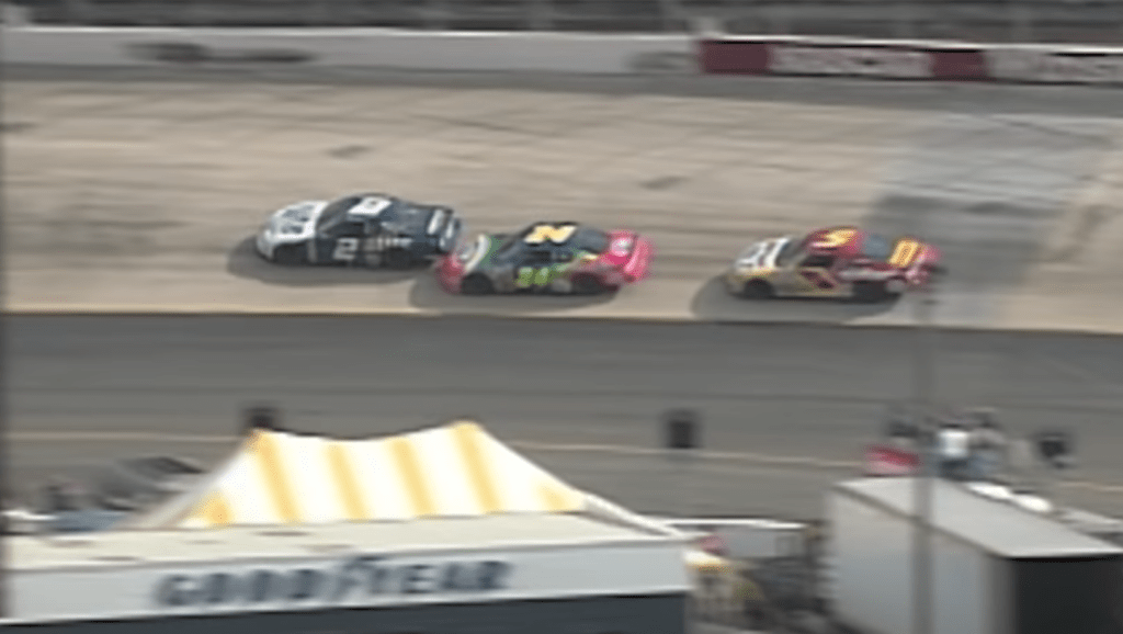 NASCARonUSA's tweet photo. April 13 in #NASCAR: @JeffGordonWeb bump-and-runs #RustyWallace in 1997 @BMSupdates. #NASCAR https://t.co/PVxPM4fIPj https://t.co/iHzDNAYCeB