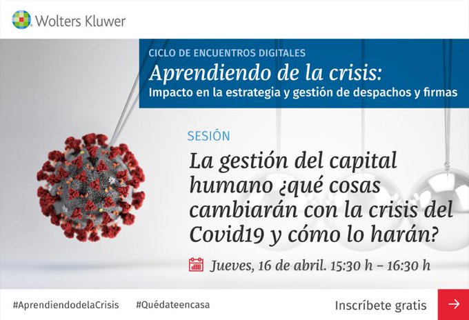 Próximo webinar del ciclo "Aprendiendo de la Crisis" el jueves 16 de abril a las 15:30h sobre la gestión del #capitalhumano con la participación, entre otras, de nuestras #inkietas @evabruch , <a href="/MariaRuizPac/">Maria Ruiz Pacheco</a> 
 y <a href="/lidiazommer/">𝗟𝗶𝗱𝗶𝗮 𝗭𝗼𝗺𝗺𝗲𝗿🎗️</a> ow.ly/hp8A30qxnis