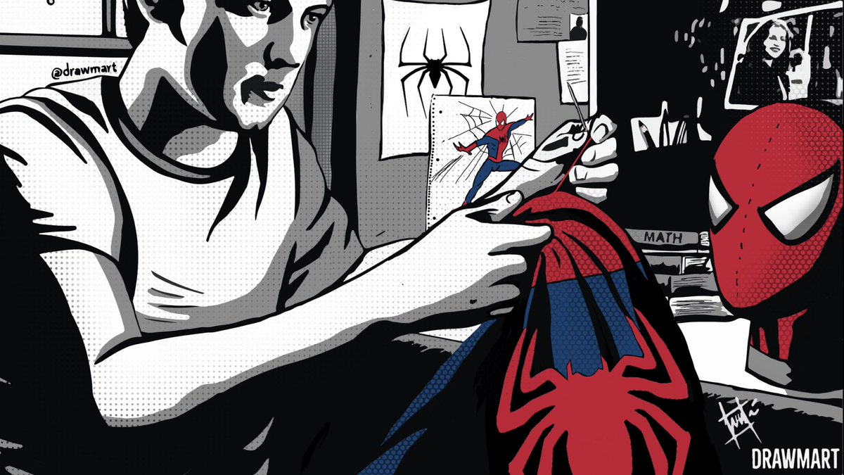 drawmart's tweet photo. Corregí las arañas, limpié el dibujo, corregí proporción y añadí la clásica textura al traje.Gracias por sugerencias #illustration #marvel #movie #samraimi #spiderman #spidey #peterparker #sony #tobeymaguire #art #comic #samraimitrilogy #spidermantrilogy #drawmart #conceptart https://t.co/MPThpnBcnV