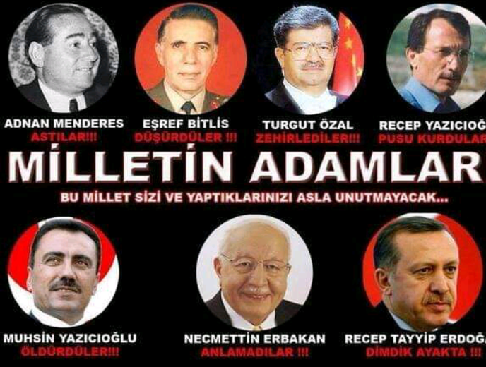 Ne zaman bu memleket için hayırlı, yiğit bir adam çıktıysa, kâh ihtilallere, kâh kaza süsü verilen suikastlara, kâh ayak oyunlarına kurban verdik. 

Kan emicilere karşı tek yumruk olup yiğidimizin arkasında durduğumuz gün, bizden kurban alamayacaklar.

RTE'ni ölümüne yanındayız