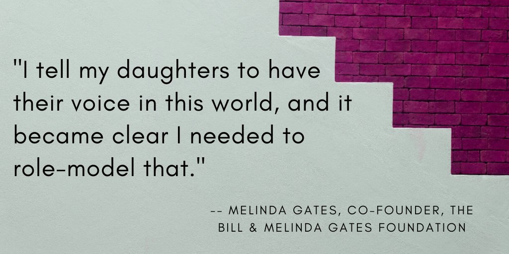 Fem_In_STEM's tweet photo. "I tell my daughters to have their voice in this world, and it became clear I needed to role-model that." -- Melinda Gates, Co-Founder, The Bill &amp; Melinda Gates Foundation

#MondayMotivation
#FemInSTEM
#QuoteOftheDay
#Inspire
#WomenEmpowerment
#WomenLeaders https://t.co/40tpTB0Tnf