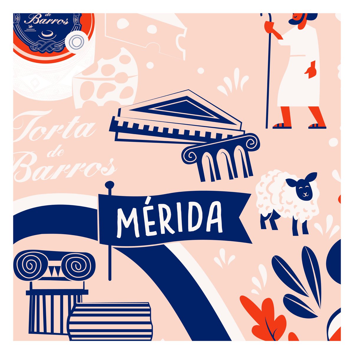 Our latest series of artworks for <a href="/Brindisa/">Brindisa</a>. Iberian pigs happily roam in oak forests while further south cowboys move their herds to greener pastures. We shouldn’t have favourites but our barrel belly pigs bring us joy; giving new life to the phrase ‘happier than a pig in 💩’.