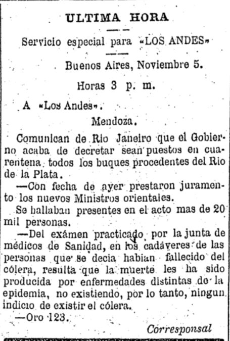 ArchivosLA's tweet photo. 1886 | El gobierno nacional negó casos de cólera ... días más tarde se desató la epidemia en todo el país 😡 #LosAndesArchivos https://t.co/qumXDWL29M