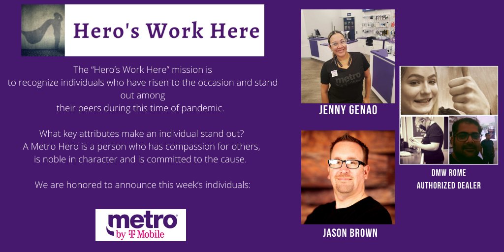 Congratulations to this week’s individual nominations for the Southeast Area’s “Hero’s Work Here” Mission. #HerosWorkHere #Southeast #HerosRock #Compassion #TeamWork @MetrobyTMobile