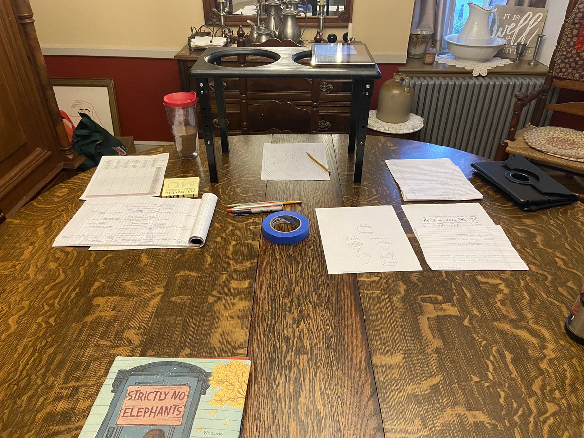 Calderfercbsd's tweet photo. Who knew a dog dish holder could double as an iPad stand to create tutorial videos for art? Making lemonade out of lemons! Sorry, pups, you’ll get your stand back when my amazon delivery gets here😆! Missing all of my artists! 🎨 👩‍🎨 @CBColdSpringES @CBDoyleElem https://t.co/IRRIdJddHz
