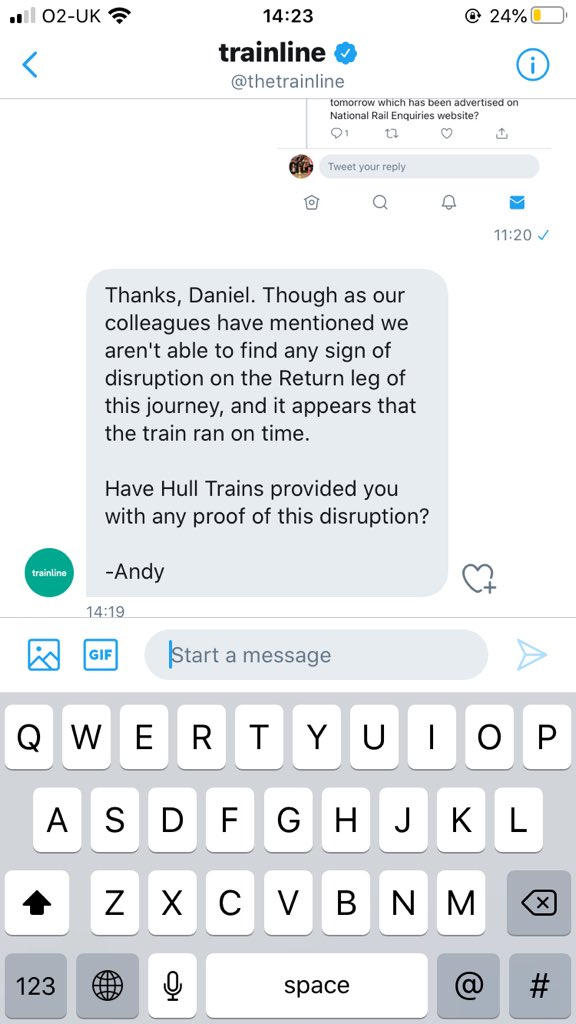 dslater41's tweet photo. @Hull_Trains @thetrainline They did investigate it. They found that the service ran as normal. https://t.co/AnUaMhQ3q3