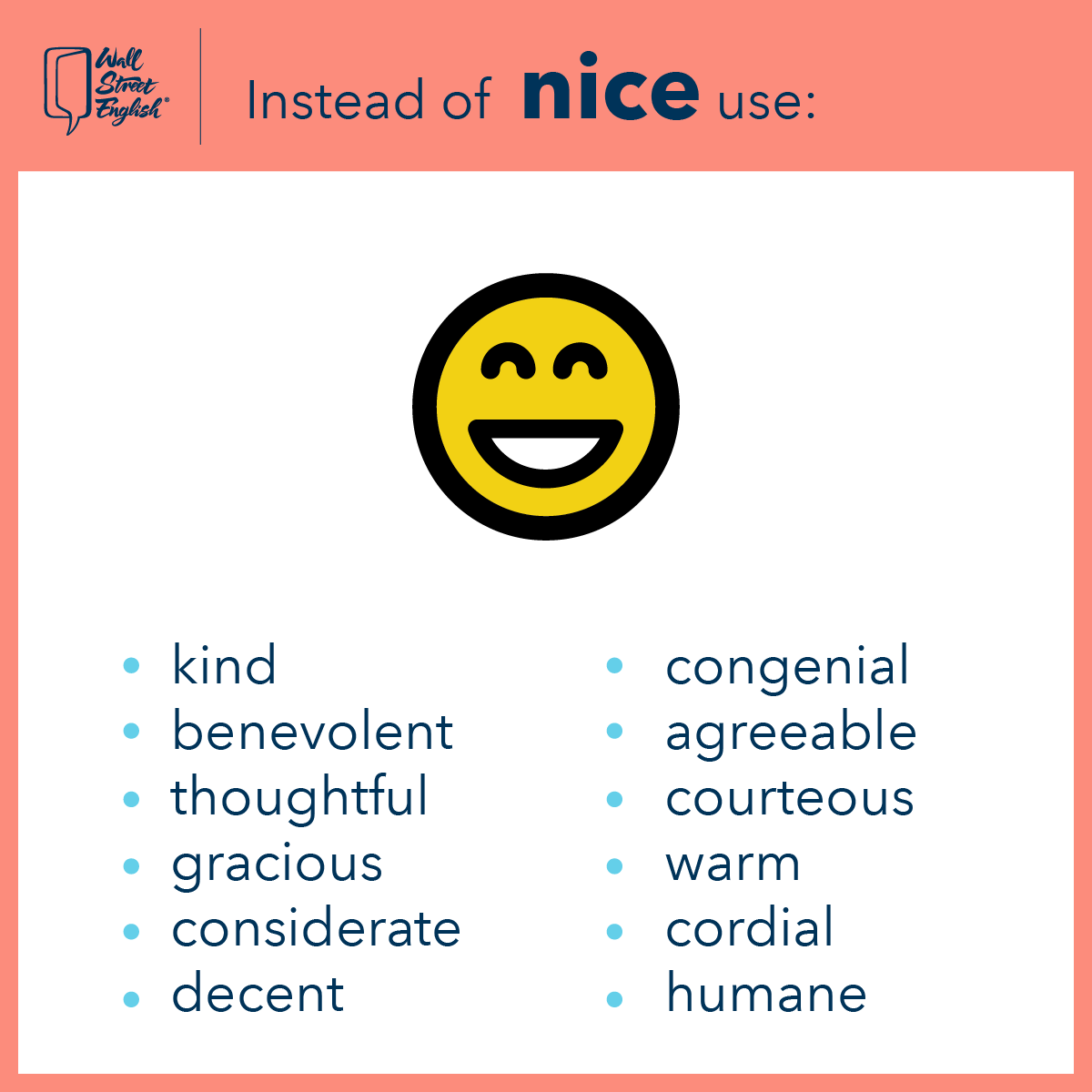 WSEMexico's tweet photo. #WSETips Conoce otras formas de decir "Nice" 😁

https://t.co/HBEkSno2Xs

#Nice #AprendeInglés #English #SayYes #EnglishTips https://t.co/LyYHRWoChz
