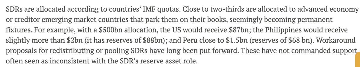 Now for some sceptics 4)  @sobel_mark, who *KNOWS* how the system works, argues that "given more practical realities, the case for an allocation is neither sufficiently strong nor compelling." Other policies would be more effective/efficient.  https://www.omfif.org/2020/03/coronavirus-sdr-allocation-not-the-answer/