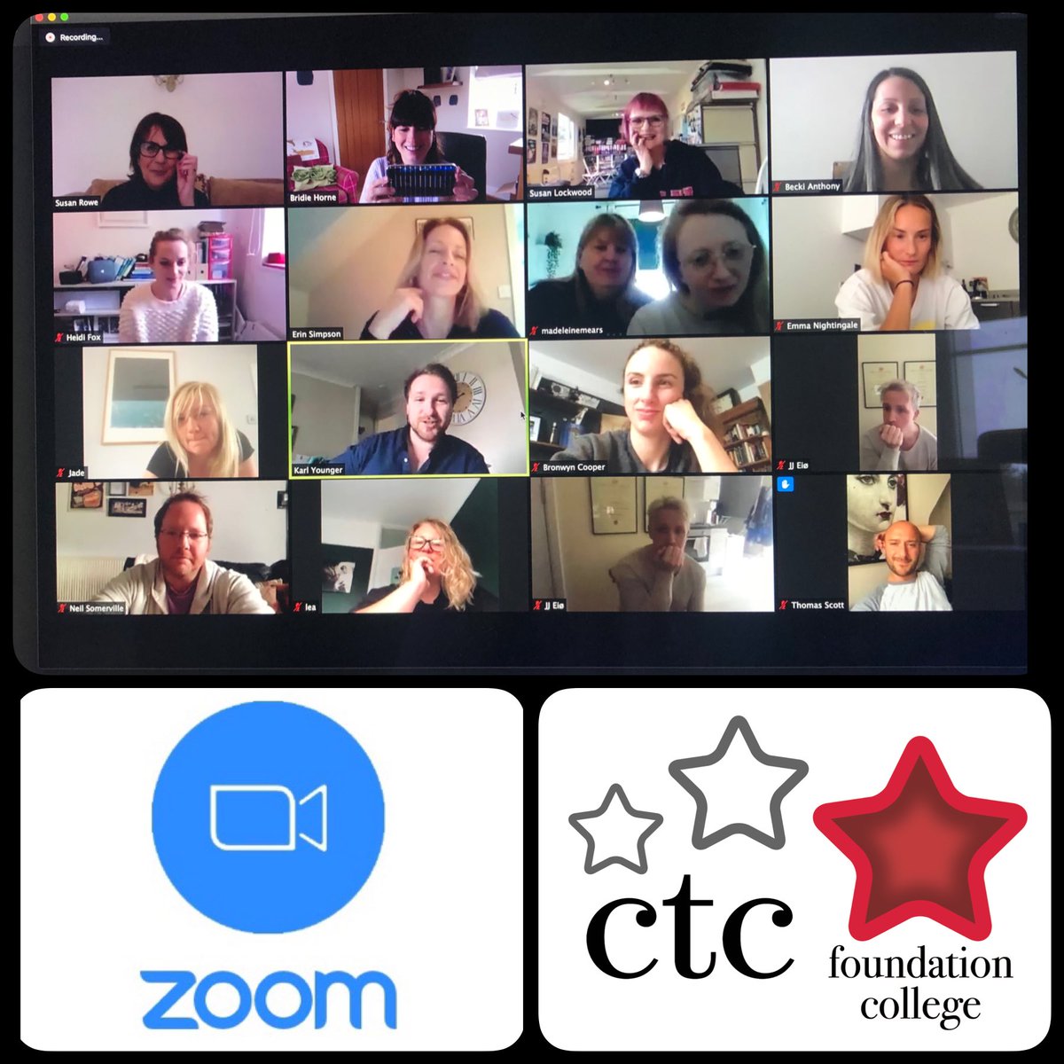 _CTCFoundation's tweet photo. It’s happening-we’re going online a week today! We’ve been busy planning to deliver the most awesome final term for our students - wonderful to see these lovely faces in our first virtual full staff meeting this morning😍 We’ve got this team! #ctconline #bettertogether #ctcfamily https://t.co/uDnnXs2hjQ