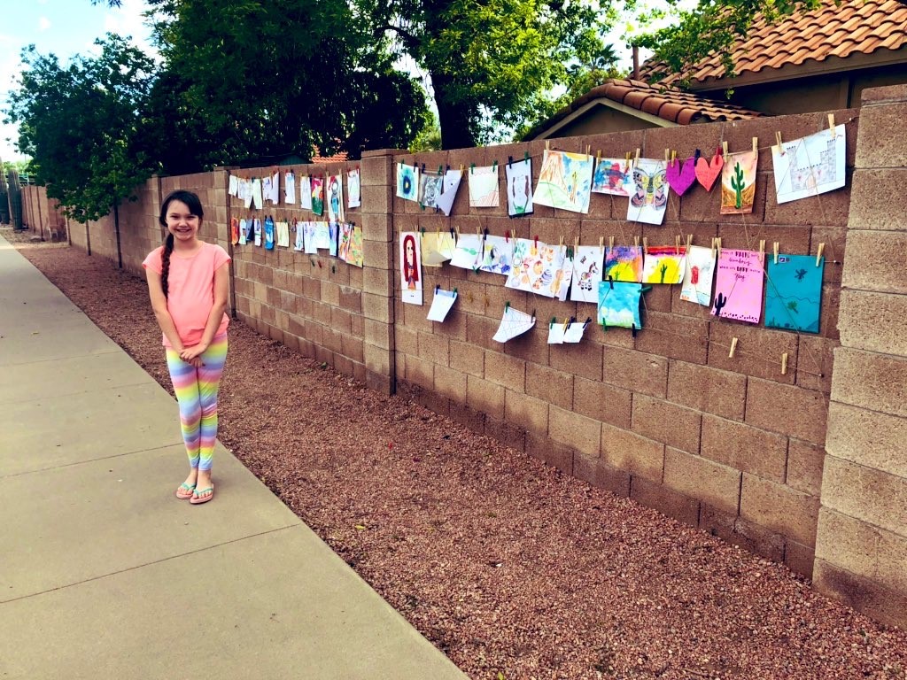 abc15's tweet photo. We LOVE this! 10-year-old Lauren started this neighborhood art wall in #Mesa for all to add their masterpieces to! The museums are closed -- but the art wall is not! Thanks to Andrea for sharing! #AZStrong #abc15 https://t.co/0BkMae2Rc5