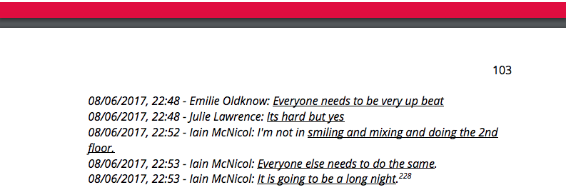 Pages 102/103: Damning evidence exposing the dismay of senior staff at Labour's success in the 2017 GE