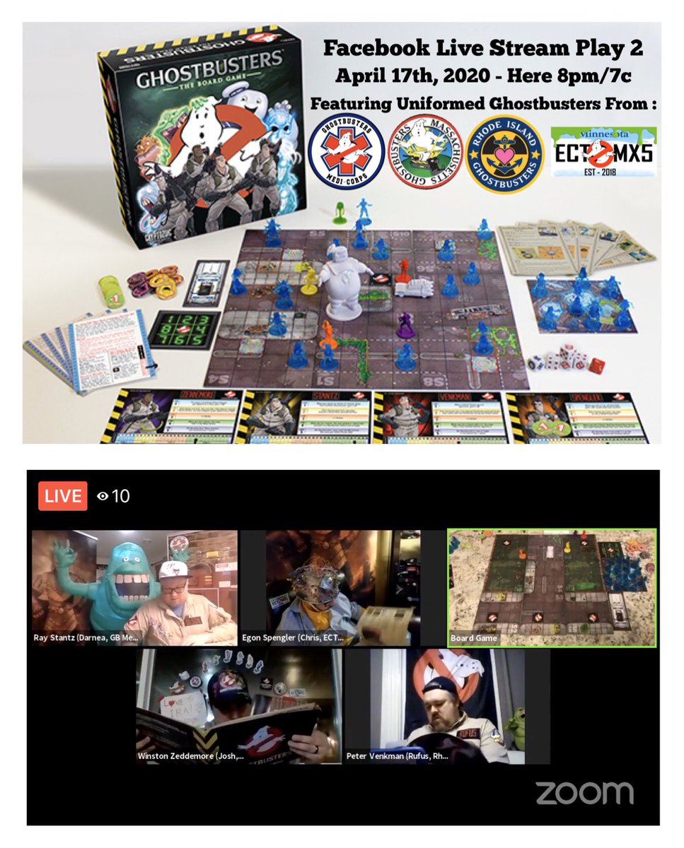 GBMediCorps's tweet photo. This Friday April 17th, 2020 join us for 8pm/7c for Round 2 of the Ghostbusters - Board Game by @Cryptozoic Live on FB.  Teaming up once again with Joshua Himelrick from @MAGhostbusters , Rufus Qristofer Teixeira from @RIHopeGhost and Christopher Holt of @ectomx5 !#ghostbusters https://t.co/YFc3bRzCCM