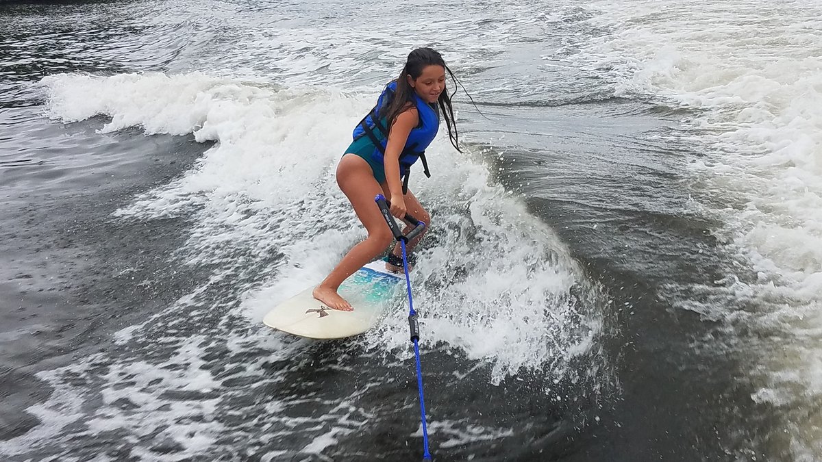 ArenaAndCompany's tweet photo. Surfing through the pandemic any way we can! #GirlsThatSurf #WakeSurfing #BeachShutDown https://t.co/frcWUJBcP3