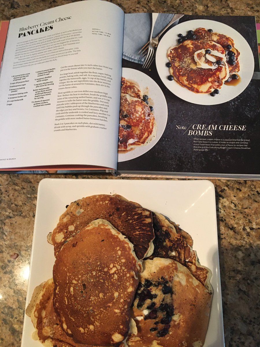 MrsBerno's tweet photo. Who knew Cream Cheese Bombs would be the best thing to happen to pancakes since blueberries? 💣 @chrissyteigen That’s Who! 
#cravings #hungryformore
#cravingsbychrissyteigen 
#EasterBrunch https://t.co/M65JzsrmcX