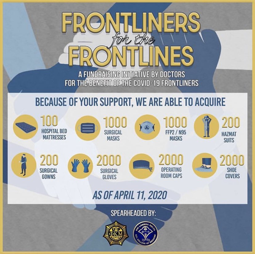 frontlinersfor1's tweet photo. Thank you for your support this past week! We have gathered 1/4 our total goal to provide equipment to our frontliners. We’re on week 2 and we hope you can support our cause! https://t.co/lSDSMCNIdZ