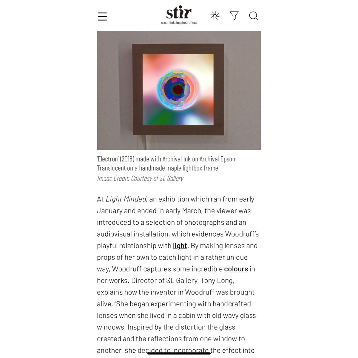 slgallery_nyc's tweet photo. A big thank you to Shraddha Nair for this lovely review of Cate Woodruff‘s “Light Minded” for @stir_world magazine 💕 https://t.co/dwHGc7JmhF #art #contemporaryart #lightart #photograghy #artreview #artcollector #slgallery #sculpture https://t.co/NkzfPpvk8b