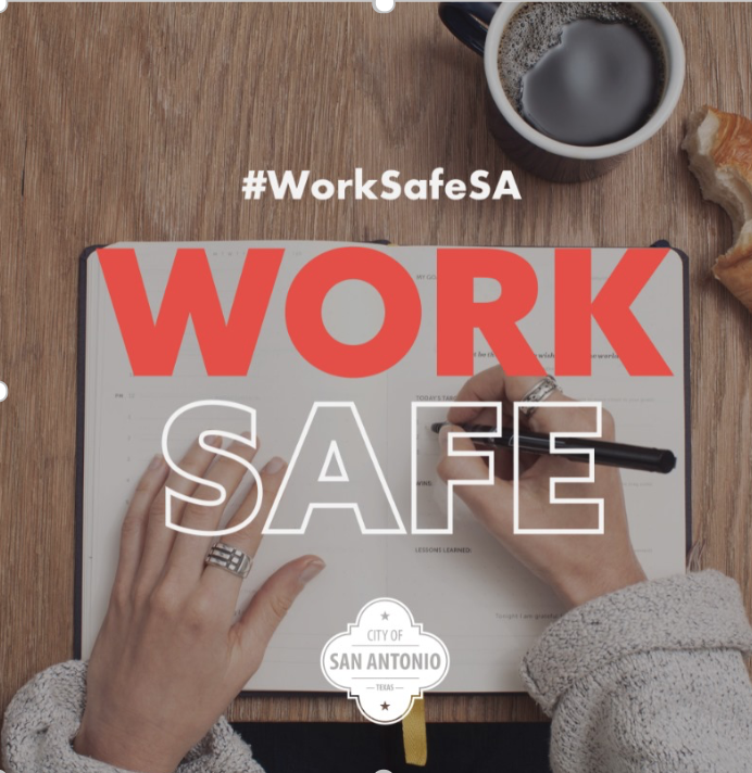 MannyforSA's tweet photo. Whether you’re an essential business or working from home, we want you to show us how you’re working safe! Take a picture of how you’re working safe, tag us @district8manny and @cosagov and use #WorkSafeSA.
#SATX #SanAntonio #COVID19SA https://t.co/zvaJ7RcS99