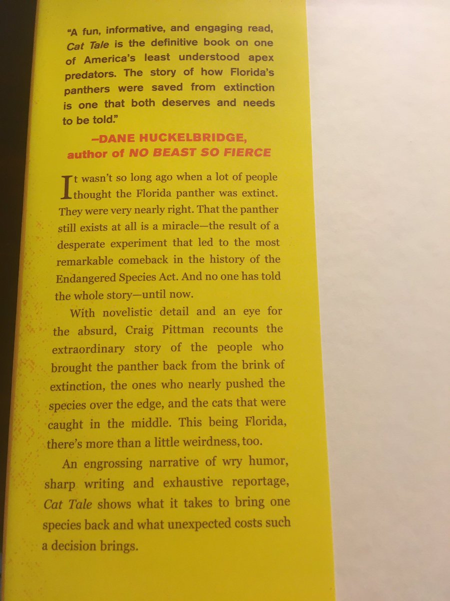 Suggestion for April 13 ... Cat Tale: The Wild, Weird Battle to Save the Florida Panther (2020) by Craig Pittman.