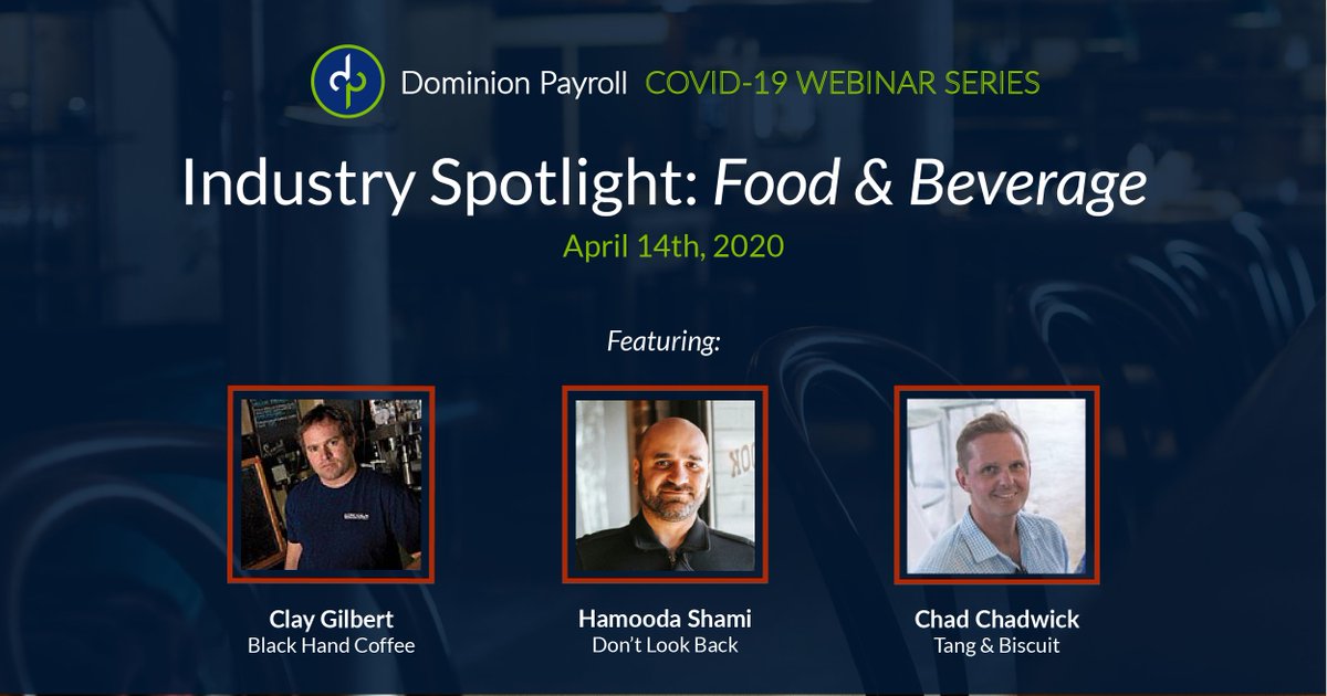 DominionPayroll's tweet photo. Please join us tomorrow at 11 am the first in our Industry Spotlight webinar series featuring special guests from @BlackHandRVA, @dontlookback_co, and @TangAndBiscuit! Register and check out the full schedule here >> https://t.co/sTBgmWBqrE https://t.co/WcGLuR2Ne1
