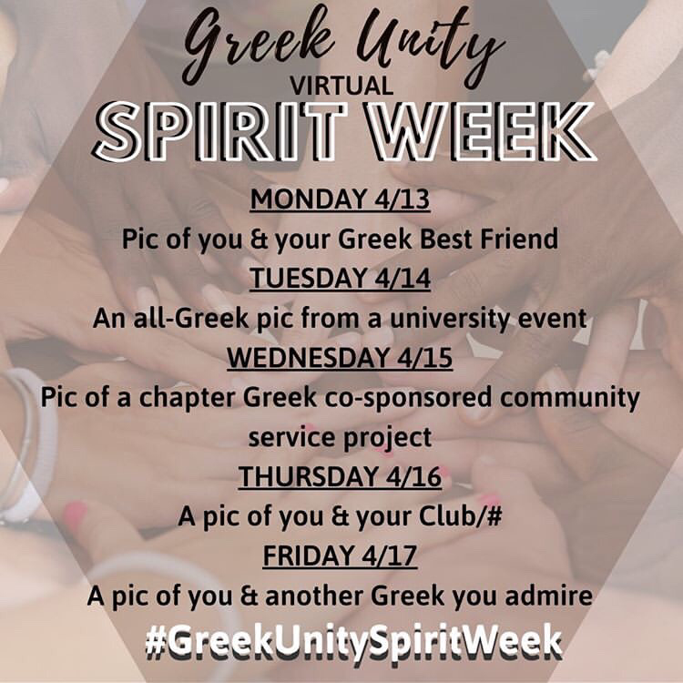 IAmALatinoGreek's tweet photo. I am a Latino Greek is excited to participate in the virtual Greek Unity Spirit Week! Take a picture correlating to the theme of the day and use the hashtag #GreekUnitySpiritWeek to connect with fellow Greeks everywhere! #LatinoGreek #LatinoGreeks https://t.co/O9gZV4VDb3