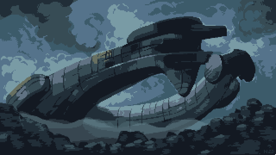 useless_pursuit's tweet photo. The Derelict - A tribute to Alien (1979).
#pixelart #ドット絵 https://t.co/E3k4QbqJyD