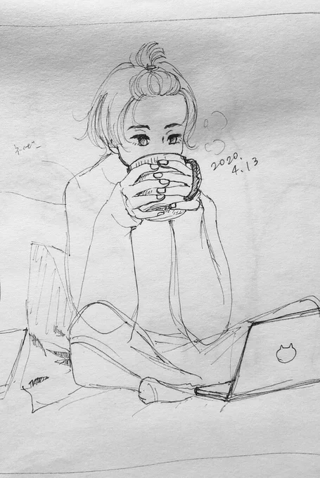 今日は寒かったですね
次回は手の大きさ、関節ももう少し意識しよう...道のりは長し
(027/50)
#5分の習慣
#絵の練習 
#illustration 
