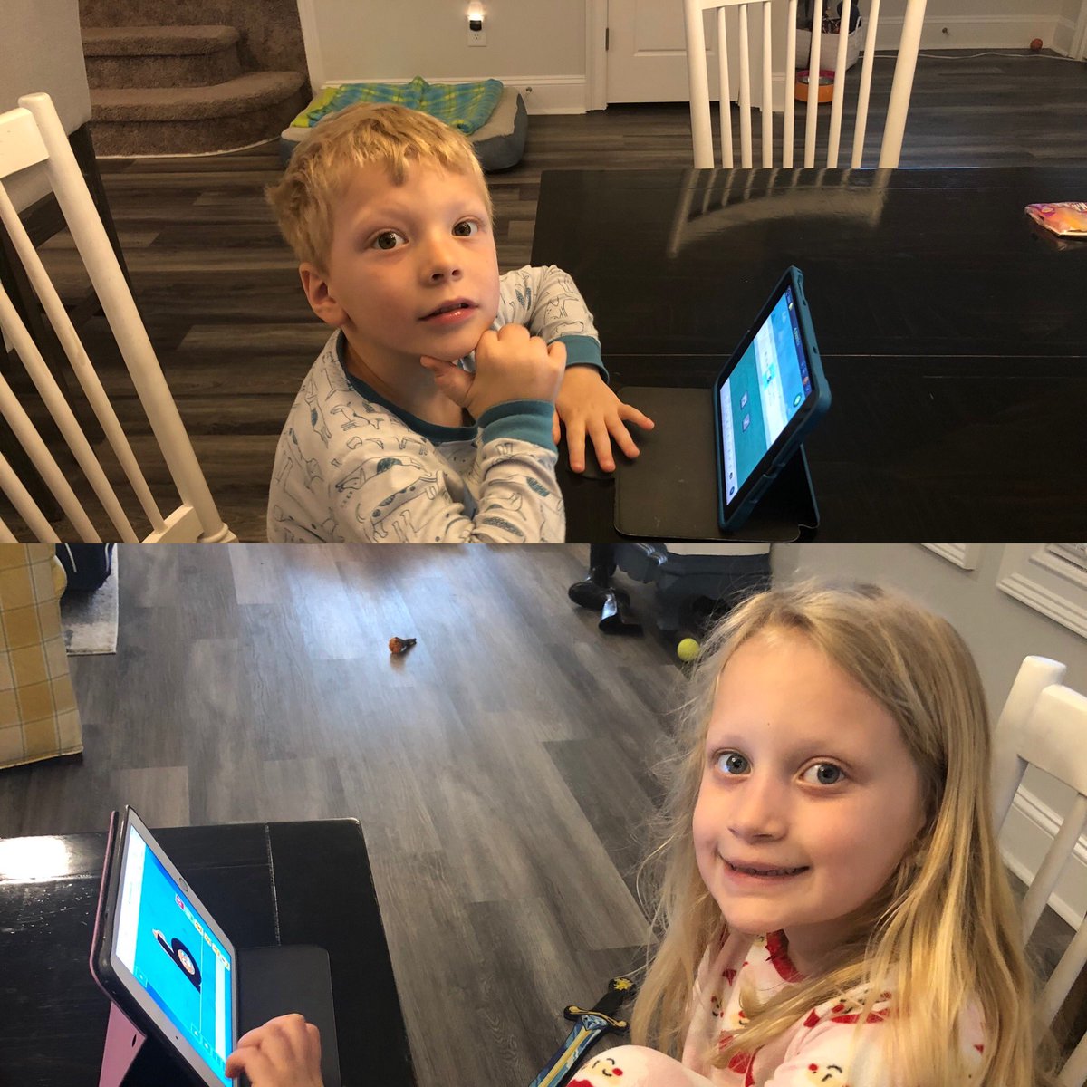 IAkinderstar's tweet photo. Working on our school work in pajamas! @SalemElementary #spiritweek #distancelearning #workingathome #learningisfun https://t.co/VtjKjP8YvR
