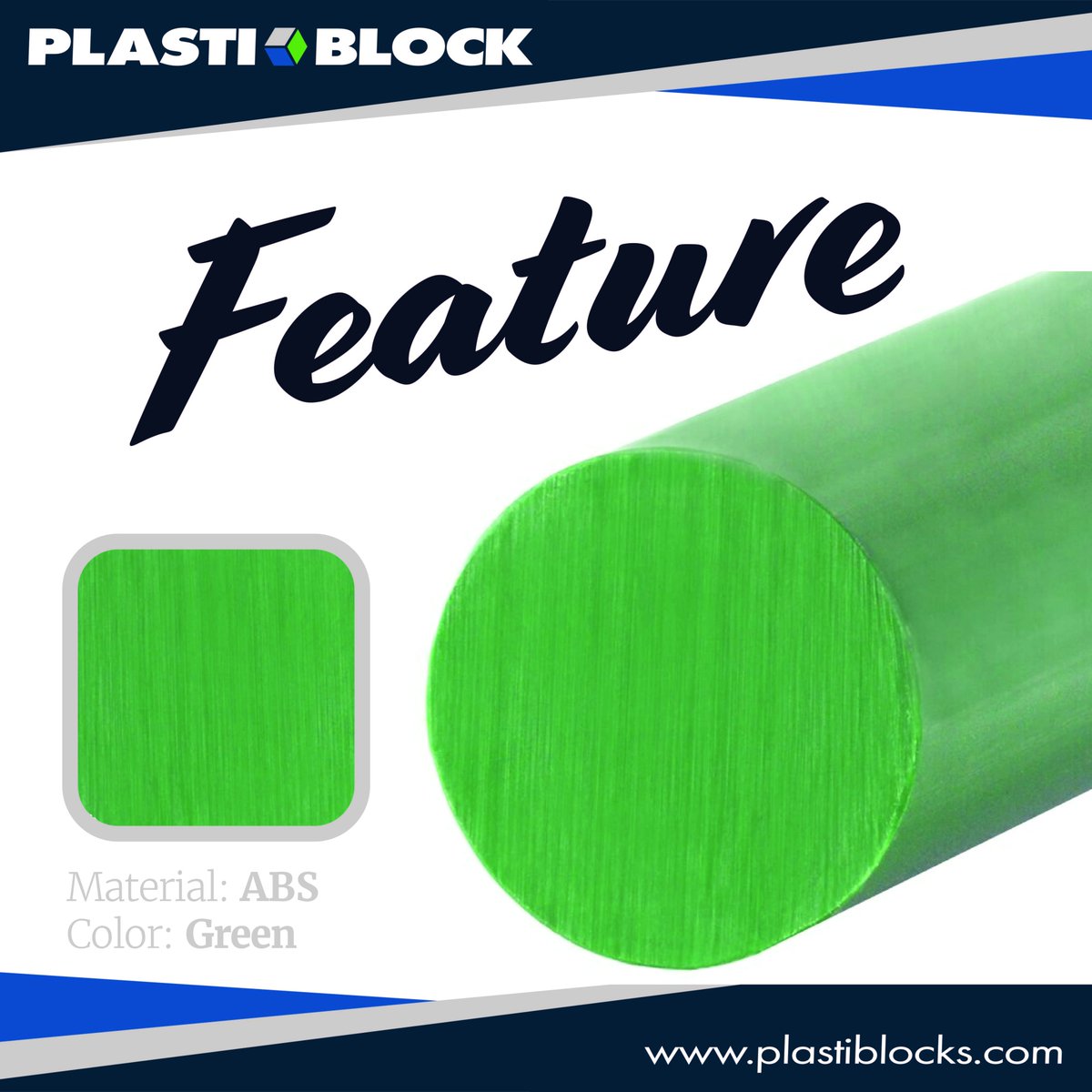 PlastiBlock's tweet photo. We offer ABS in 9 different colors and a multitude of sizes! Message us for custom sizes!

Featured today is our ABS rods in green. We can accommodate up to 24" in length and 8" in width.

#Plastic #ABSplastic #Deals #CustomSizes #Shipping #PlasticManufacturers #MadeInCanada https://t.co/kGg5VL5pdK