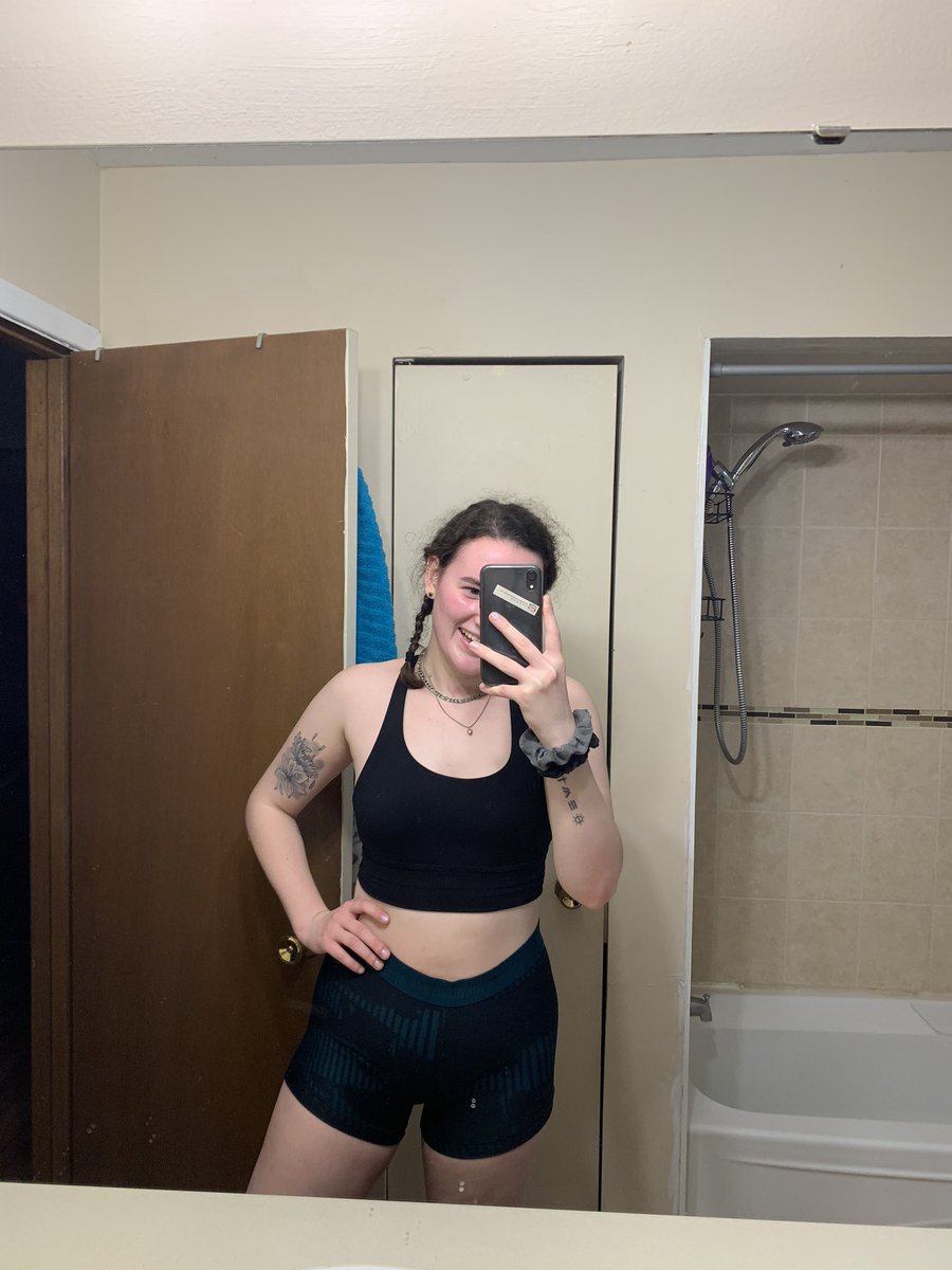 day 3!!! it was 4 workout videos and i'm sweating buckets but i feel GOOD!! and i can already feel myself getting stronger with some of the sets i'm so happy