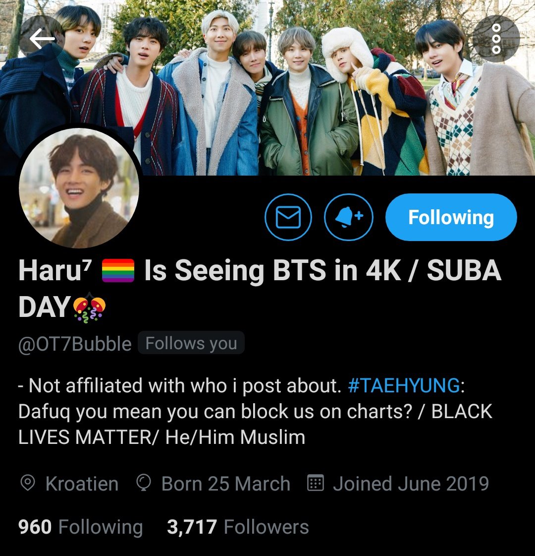 harkan the legend. we don't talk much but I want u to know u're one of the nicest people on this app u're very kind very sweet and we don't deserve u. ily @OT7Bubble 