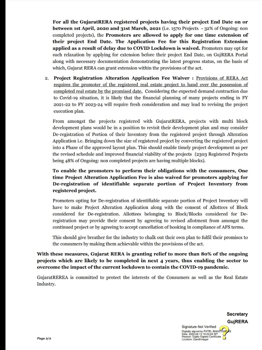 cajigar's tweet photo. #RERAUPDATES #GUJRERA #COVID19
ORDER-33 Relief for mitigation of COVID 19 pandemic and Lockdown implications
Option for Extension of Project and De-registration of Part of Project due to COVID-19 https://t.co/9rPcka08Ax