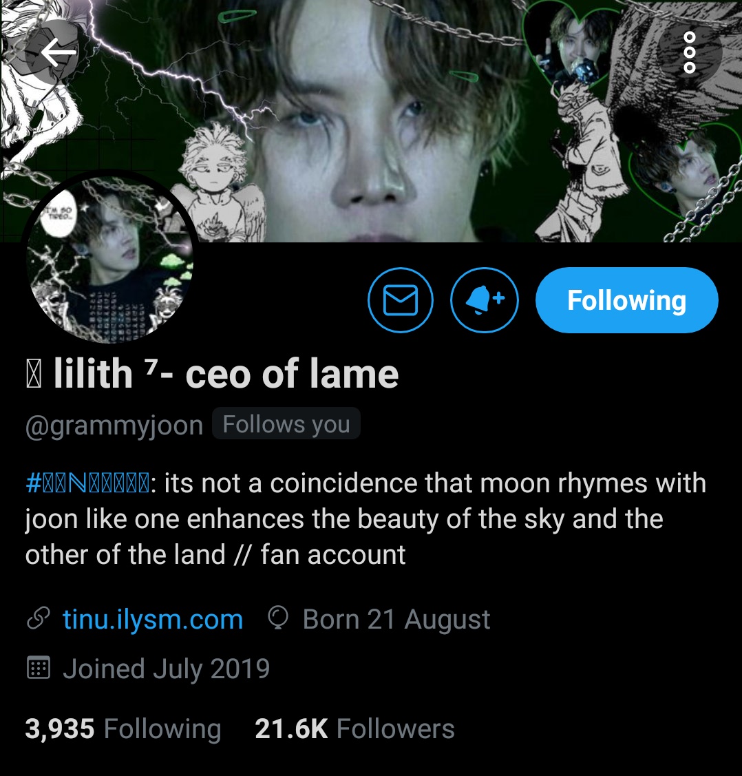 Lilith.... ik I beg u to blck me a lot and I had u muted at some point... but I can't deny u make me laugh and ur humor is cute. ily @grammyjoon 