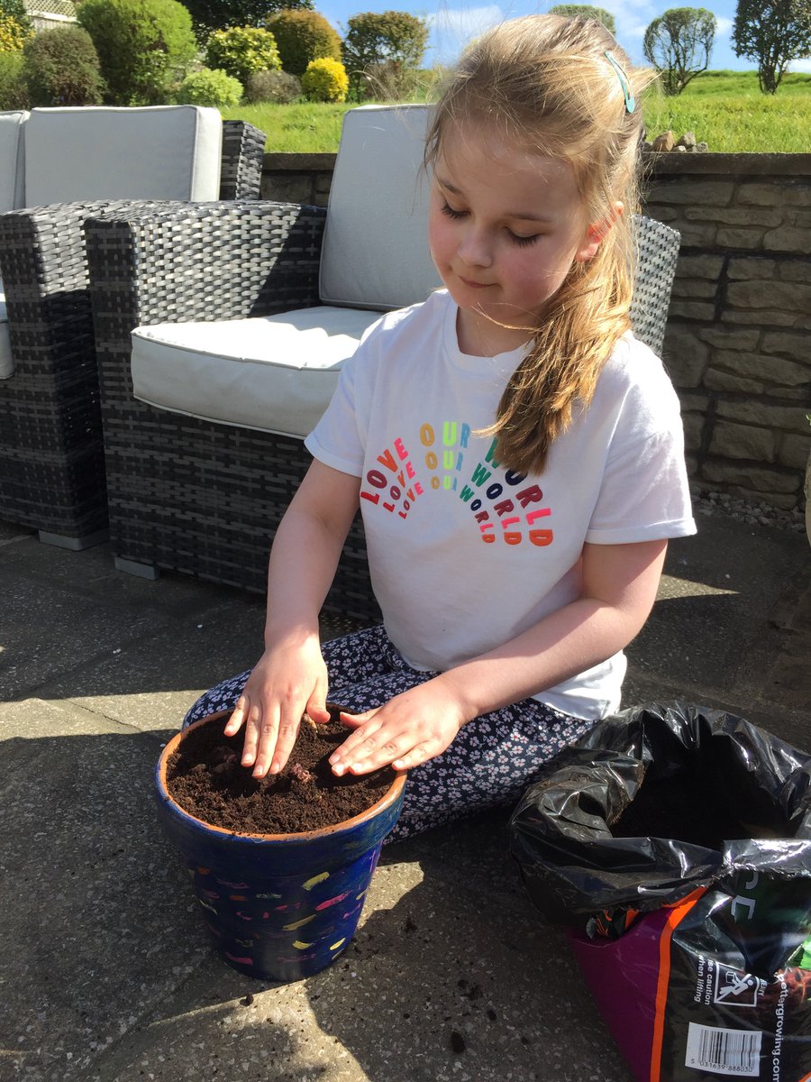 OGirl1976's tweet photo. Imogen has buried notes under bulbs as part of a @winstonswish #muddlespuddlesandsunshine activity.  Thank you @Sedbergh_Prep for telling me about this charity #WenningCSPS #sedberghathome https://t.co/i0QPZyI0sV
