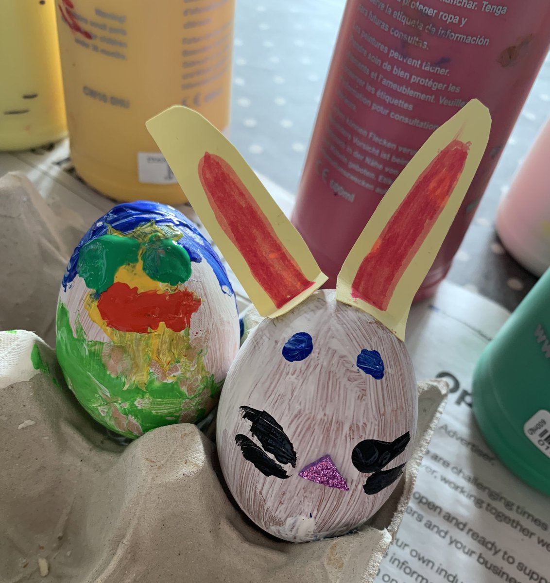 Lupton_Sedbergh's tweet photo. We made these 2 ‘rabbits’ yesterday 🥚🐰🥚🐰🖤 #SedberghAtHome @Sedbergh_Prep #DeeCSPS https://t.co/KnnPrlHDYT