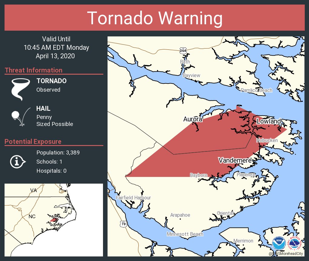 Nws Tornado Tornado Warning Continues For Aurora Nc Vandemere Nc Mesic Nc Until 10 45 Am Edt