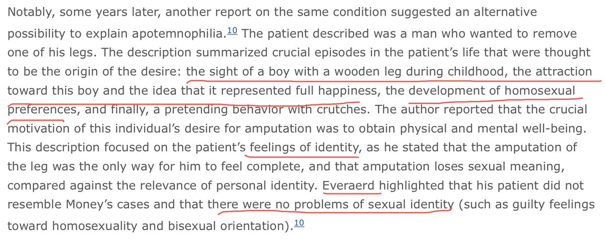 This research is based on one case. Emerging homosexuality with first erotic target an amputee.