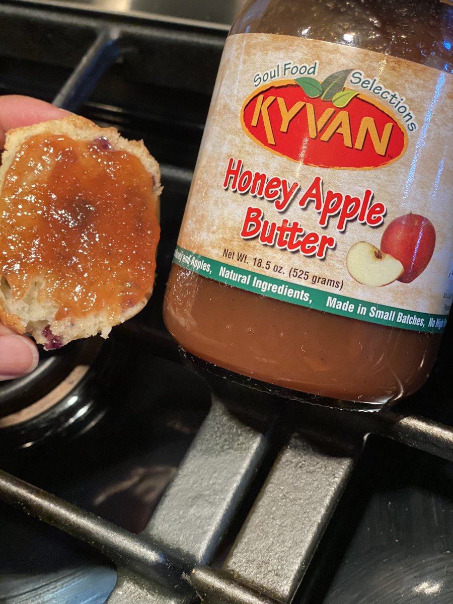 KYVAN82's tweet image. In need of a quick pick-me-up for breakfast? Try your @KYVAN82 Honey Apple Butter with @Krusteaz Blueberry Muffins #kyvan #krusteaz