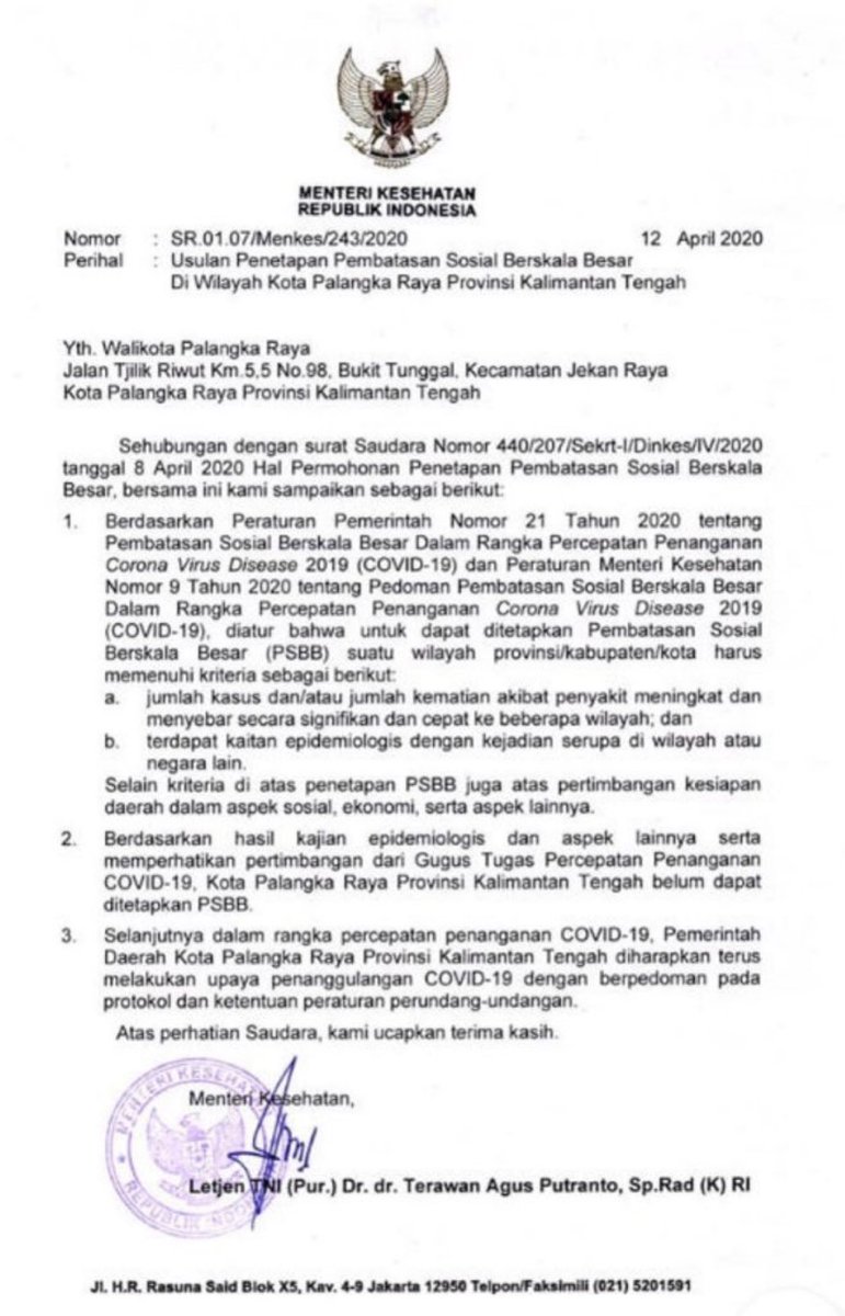 sociotalker's tweet photo. “sorry palangka raya.....your application to save your own people has been rejected. you ain’t got no enough people dead yet.”

sincerely,
your oblivious health minister https://t.co/4Tcd20bKNO
