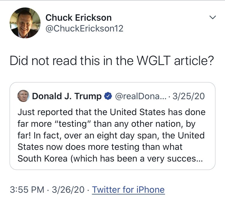 I appreciate when local leaders value good, local journalism.  @chuckerickson12 seems to really pay attention to  @WGLTNews!