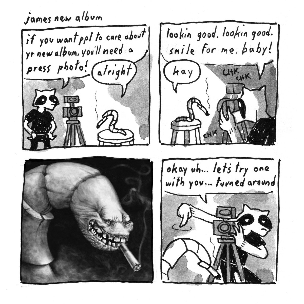 my buddy @sewer_king has a new album out and it's great.
check it out on all the streaming services <33
third panel by him :) ??
