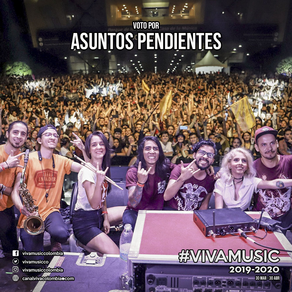 [LA GRAN VOTACIÓN] Voto por <a href="/AsuntosAP/">AsuntosPendientes AP</a> en los #VivaMusic 2019-2020 1 RT son 3 votos, cada respuesta y tweet son 1 voto. También se puede votar en facebook.com/vivamusiccolom…
en Instagram @vivamusiccolombia y cada hora en canalvivacolombia.com