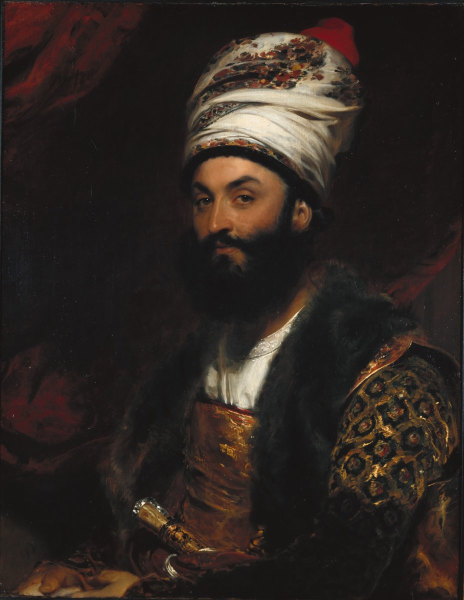 A couple of Thomas Lawrence's more unusual sitters: Mirza Abu’l Hassan ambassador of the Shah of Persia (Harvard College) and Pope Pius VII (Royal Collection) 4/5