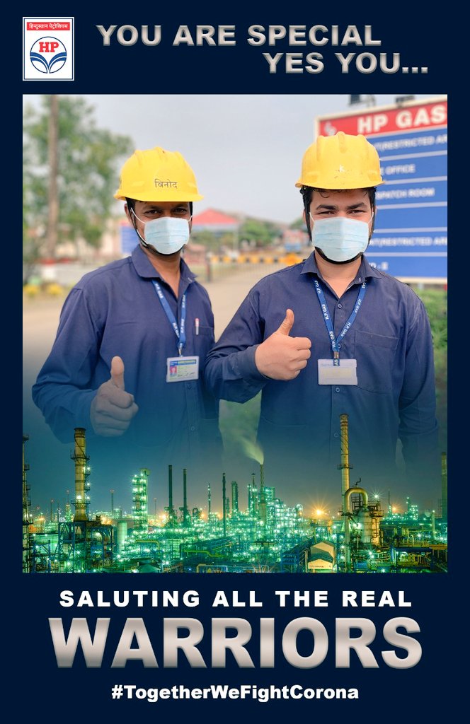 HPCL's tweet photo. #Warriors are not born, they create themselves thru their perseverance &amp; persistence to tackle arduous situations.
Our #Warriors have stood steadfastly in their resolve to battle #CoronaPandemic
Lets salute their guts for standing firm as #IndiaFightsCorona #StayHome
@dpradhanbjp https://t.co/tbWIoJ4P1O