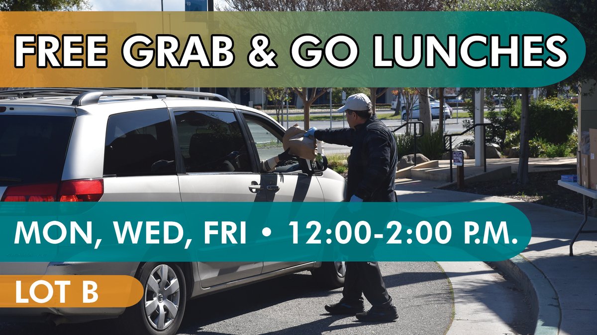 go2MissionSC's tweet photo. Mission College will provide #free grab-and-go #lunches today in Lot B from 12 p.m. to 2 p.m. A college ID is requested. Lunches will be either roast beef, turkey ham or vegetarian and will include fruit, a drink and a cookie. @SantaClaraCity, @thesvvoice #missionSCtips https://t.co/ZlvprTbINJ