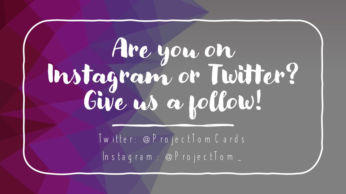 marcy_angelo_'s tweet photo. Give @ProjectTomCards a follow! #ProjectTom https://t.co/h0k4oi2EVT