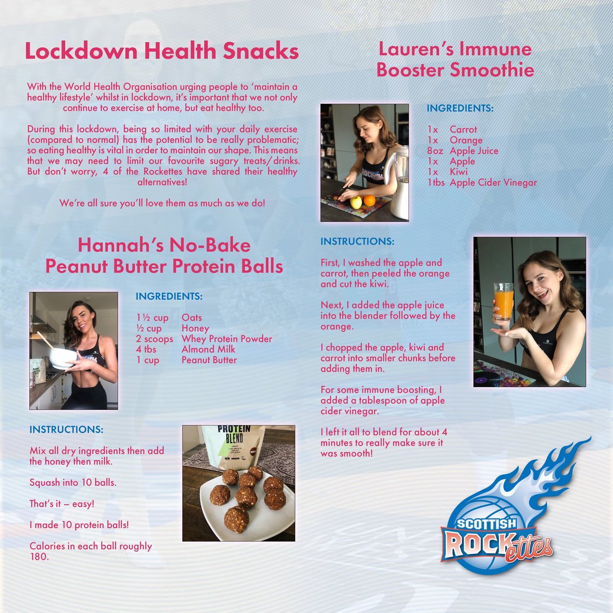 Overindulged on Easter eggs? Looking for a healthy alternative to chocolate? Well 4 of the Rockettes have shared their favourite healthy treats. #healthyrecipes #healthyeating #healthytreats