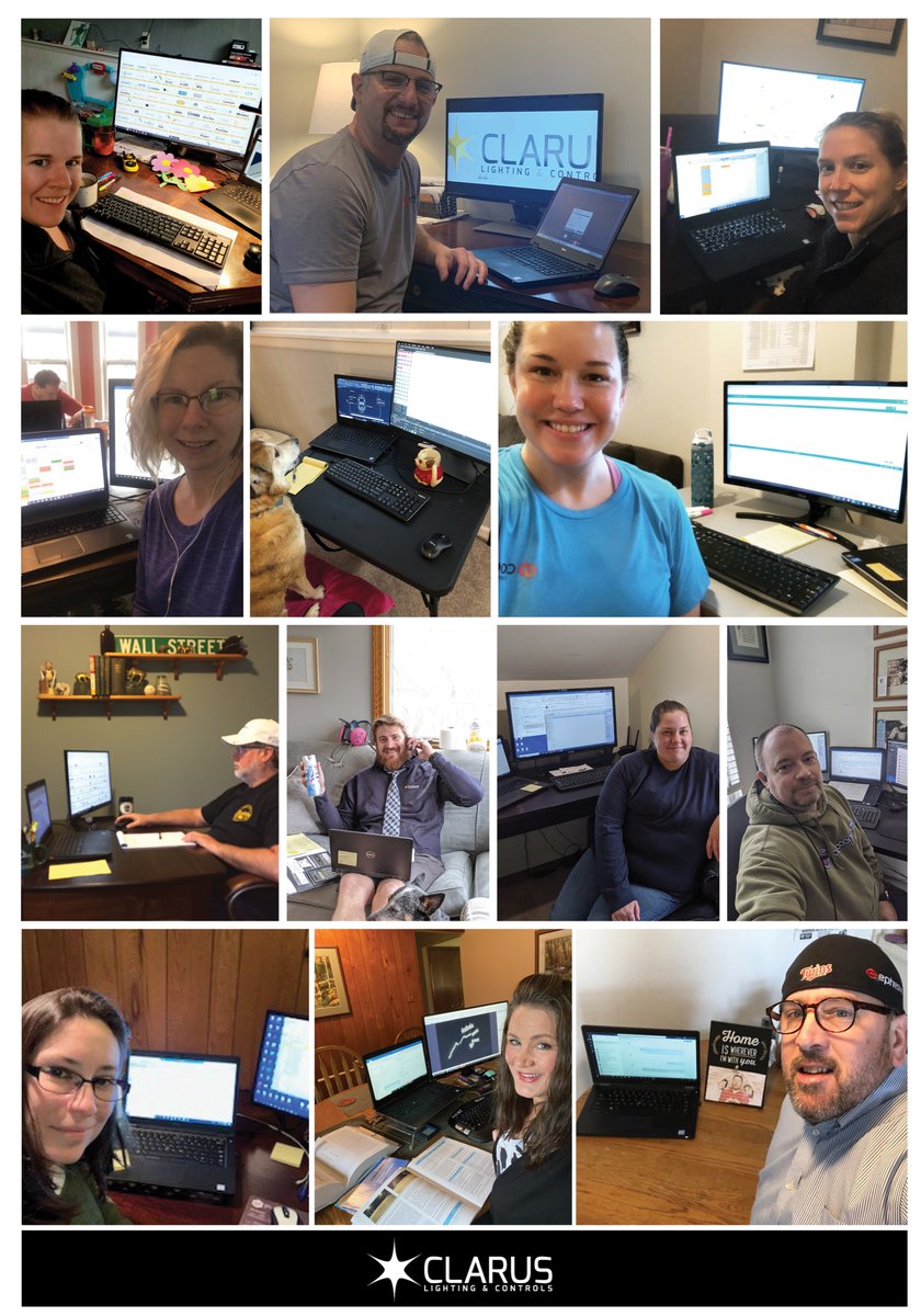 ClarusLighting's tweet photo. Clarus is hard at work from home. We're 100% staffed and fully functional to meet your needs remotely. We'd love to see your setup... share your at-home setup here to win an Uber Eats gift card.
#AtHomeAtWork #ClarusLighting.  . https://t.co/A3K7aqcHXd